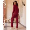 Ekouaer 2 Pack Womens Pajama Sets Long Sleeve Pjs Lounge Set Soft Comfy Sleepwear Winter Loungewear(Wine Red/Black Flower)