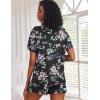 Ekouaer 2 Pack Womens Pajama Sets Short Sleeve Top with Shorts Soft Comfy Loungewear Sleepwear S-XXL(Blue Flowers/Black Flowers)