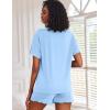 Ekouaer 2 Pack Womens Pajama Sets Short Sleeve Top with Shorts Soft Comfy Loungewear Sleepwear S-XXL(Blue Sky/Light Blue)