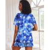 Ekouaer 2 Pack Womens Pajama Sets Short Sleeve Top with Shorts Soft Comfy Loungewear Sleepwear S-XXL(Blue Star/Tie Dye Star)