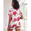 Ekouaer 2 Pack Womens Pajama Sets Short Sleeve Top with Shorts Soft Comfy Loungewear Sleepwear S-XXL(Red Flowers/Pink Flowers)