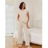 Ekouaer Lounge Sets for Women Two Piece Outfits Knit Cap Sleeve Tops Wide Leg Pleated Pants Casual Dressy Sweater Sets(Beige)