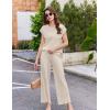 Ekouaer Lounge Sets for Women Two Piece Outfits Knit Cap Sleeve Tops Wide Leg Pleated Pants Casual Dressy Sweater Sets(Beige)