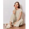 Ekouaer Lounge Sets for Women Two Piece Outfits Knit Cap Sleeve Tops Wide Leg Pleated Pants Casual Dressy Sweater Sets(Beige)