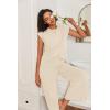 Ekouaer Lounge Sets for Women Two Piece Outfits Knit Cap Sleeve Tops Wide Leg Pleated Pants Casual Dressy Sweater Sets(Cream)