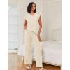 Ekouaer Lounge Sets for Women Two Piece Outfits Knit Cap Sleeve Tops Wide Leg Pleated Pants Casual Dressy Sweater Sets(Cream)