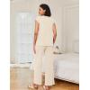 Ekouaer Lounge Sets for Women Two Piece Outfits Knit Cap Sleeve Tops Wide Leg Pleated Pants Casual Dressy Sweater Sets(Cream)