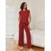 Ekouaer Lounge Sets for Women Two Piece Outfits Knit Cap Sleeve Tops Wide Leg Pleated Pants Casual Dressy Sweater Sets(Dark Red)