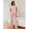 Ekouaer Lounge Sets for Women Two Piece Outfits Knit Cap Sleeve Tops Wide Leg Pleated Pants Casual Dressy Sweater Sets(Dusty Rose)