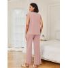 Ekouaer Lounge Sets for Women Two Piece Outfits Knit Cap Sleeve Tops Wide Leg Pleated Pants Casual Dressy Sweater Sets(Dusty Rose)