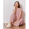 Ekouaer Lounge Sets for Women Two Piece Outfits Knit Cap Sleeve Tops Wide Leg Pleated Pants Casual Dressy Sweater Sets(Dusty Rose)