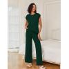 Ekouaer Lounge Sets for Women Two Piece Outfits Knit Cap Sleeve Tops Wide Leg Pleated Pants Casual Dressy Sweater Sets(Green)