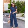 Ekouaer Lounge Sets for Women Two Piece Outfits Knit Cap Sleeve Tops Wide Leg Pleated Pants Casual Dressy Sweater Sets(Indigo)