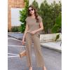 Ekouaer Lounge Sets for Women Two Piece Outfits Knit Cap Sleeve Tops Wide Leg Pleated Pants Casual Dressy Sweater Sets(Khaki)