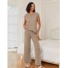 Ekouaer Lounge Sets for Women Two Piece Outfits Knit Cap Sleeve Tops Wide Leg Pleated Pants Casual Dressy Sweater Sets(Khaki)