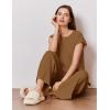 Ekouaer Lounge Sets for Women Two Piece Outfits Knit Cap Sleeve Tops Wide Leg Pleated Pants Casual Dressy Sweater Sets(Light Brown)