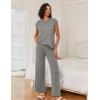 Ekouaer Lounge Sets for Women Two Piece Outfits Knit Cap Sleeve Tops Wide Leg Pleated Pants Casual Dressy Sweater Sets(Light Gray)
