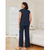 Ekouaer Lounge Sets for Women Two Piece Outfits Knit Cap Sleeve Tops Wide Leg Pleated Pants Casual Dressy Sweater Sets(Navy Blue)