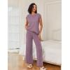 Ekouaer Lounge Sets for Women Two Piece Outfits Knit Cap Sleeve Tops Wide Leg Pleated Pants Casual Dressy Sweater Sets(Purple)
