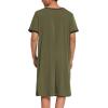 Ekouaer Men’s Nightshirt Nightwear Comfy Big&Tall Short Sleeve Henley Sleep Shirt(Army Green)