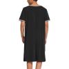 Ekouaer Men’s Nightshirt Nightwear Comfy Big&Tall Short Sleeve Henley Sleep Shirt(Black)