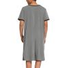 Ekouaer Men’s Nightshirt Nightwear Comfy Big&Tall Short Sleeve Henley Sleep Shirt(Grey)