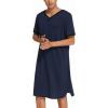 Ekouaer Men’s Nightshirt Nightwear Comfy Big&Tall Short Sleeve Henley Sleep Shirt(Navy Blue)