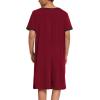 Ekouaer Men’s Nightshirt Nightwear Comfy Big&Tall Short Sleeve Henley Sleep Shirt(Wine Red)