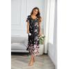 Ekouaer Moo Moos for Women House Dress Long Nightgown Flora Print Mumus Dress S-4XL(Black Flower)