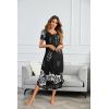 Ekouaer Moo Moos for Women House Dress Long Nightgown Flora Print Mumus Dress S-4XL(Black White Flower)