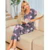 Ekouaer Moo Moos for Women House Dress Long Nightgown Flora Print Mumus Dress S-4XL(Grey Flowers)