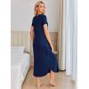 Ekouaer Moo Moos for Women House Dress Long Nightgown Flora Print Mumus Dress S-4XL(Navy Blue)