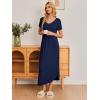 Ekouaer Moo Moos for Women House Dress Long Nightgown Flora Print Mumus Dress S-4XL(Navy Blue)