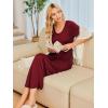 Ekouaer Moo Moos for Women House Dress Long Nightgown Flora Print Mumus Dress S-4XL(Wine Red)