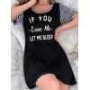 Ekouaer Nightgowns for Women Soft Sleep Shirts with Pockets Short Sleeves Printed Crewneck Nightshirt S-XXXL(Black)