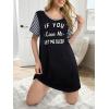 Ekouaer Nightgowns for Women Soft Sleep Shirts with Pockets Short Sleeves Printed Crewneck Nightshirt S-XXXL(Black)