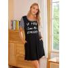 Ekouaer Nightgowns for Women Soft Sleep Shirts with Pockets Short Sleeves Printed Crewneck Nightshirt S-XXXL(Black)