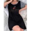 Ekouaer Nightgowns for Women Soft Sleep Shirts with Pockets Short Sleeves Printed Crewneck Nightshirt S-XXXL(Black Cherry)