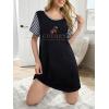 Ekouaer Nightgowns for Women Soft Sleep Shirts with Pockets Short Sleeves Printed Crewneck Nightshirt S-XXXL(Black Cherry)