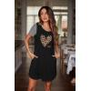 Ekouaer Nightgowns for Women Soft Sleep Shirts with Pockets Short Sleeves Printed Crewneck Nightshirt S-XXXL(Black Leopard)