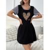 Ekouaer Nightgowns for Women Soft Sleep Shirts with Pockets Short Sleeves Printed Crewneck Nightshirt S-XXXL(Black Leopard)