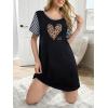Ekouaer Nightgowns for Women Soft Sleep Shirts with Pockets Short Sleeves Printed Crewneck Nightshirt S-XXXL(Black Leopard)