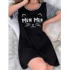 Ekouaer Nightgowns for Women Soft Sleep Shirts with Pockets Short Sleeves Printed Crewneck Nightshirt S-XXXL(Black Mew)