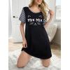 Ekouaer Nightgowns for Women Soft Sleep Shirts with Pockets Short Sleeves Printed Crewneck Nightshirt S-XXXL(Black Mew)