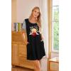 Ekouaer Nightgowns for Women Soft Sleep Shirts with Pockets Short Sleeves Printed Crewneck Nightshirt S-XXXL(Black Stay Chic Teddy Bear)