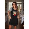 Ekouaer Nightgowns for Women Soft Sleep Shirts with Pockets Short Sleeves Printed Crewneck Nightshirt S-XXXL(Black Stay Chic Teddy Bear)