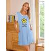 Ekouaer Nightgowns for Women Soft Sleep Shirts with Pockets Short Sleeves Printed Crewneck Nightshirt S-XXXL(Blue Star)