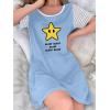 Ekouaer Nightgowns for Women Soft Sleep Shirts with Pockets Short Sleeves Printed Crewneck Nightshirt S-XXXL(Blue Star)