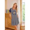 Ekouaer Nightgowns for Women Soft Sleep Shirts with Pockets Short Sleeves Printed Crewneck Nightshirt S-XXXL(Grey Teddy College)