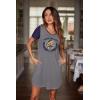 Ekouaer Nightgowns for Women Soft Sleep Shirts with Pockets Short Sleeves Printed Crewneck Nightshirt S-XXXL(Grey Teddy College)